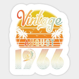Summer Vintage August 1966 Happy Birthday 54 Years Old To Me Papa Daddy Brother Uncle Son Cousin Sticker